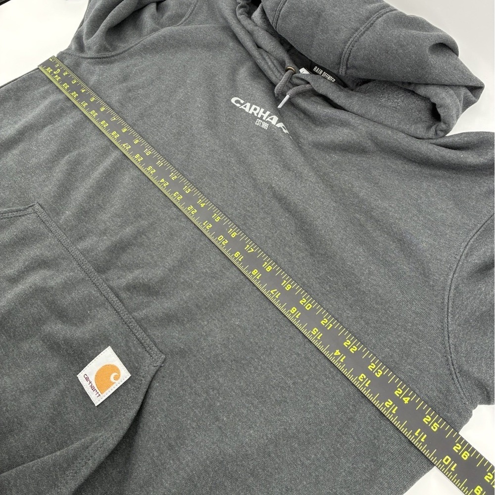Carhartt Rain Defender Hoodie‎ Large Charcoal Loose Fit Pullover Workwear TS7031 - Picture 8 of 8